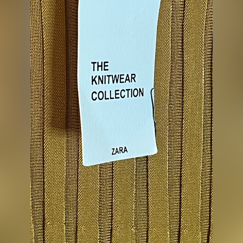NWT Zara: Mustard Yellow Ribbed Knit Maxi Skirt with Side Slit - Picture 2 of 8